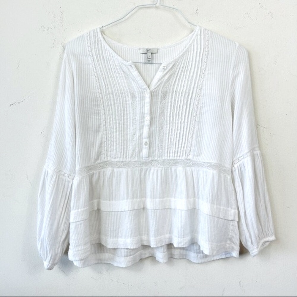 JOIE CARLEEN BOHO LACE CROCHET BLOUSE TOP WHITE S Romantic Cottagecore Victorian - Picture 5 of 12